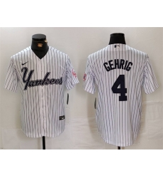 Men New York Yankees 4 Lou Gehrig White Cool Base Stitched Baseball Jersey Men New York Yankees 4 Lou Gehrig White Cool Base Stitched Baseball Jersey