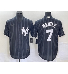 Men New York Yankees 7 Mickey Mantle Black Cool Base Stitched Baseball Jersey Men New York Yankees 7 Mickey Mantle Black Cool Base Stitched Baseball Jersey