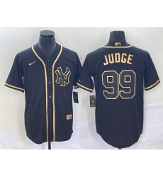 Men New York Yankees 99 Aaron Judge Black Gold Cool Base Stitched Baseball Jersey Men New York Yankees 99 Aaron Judge Black Gold Cool Base Stitched Baseball Jersey