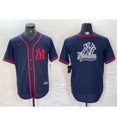 Men New York Yankees Big LOGO Navy Cool Base Stitched Baseball Jersey 26 Men New York Yankees Big LOGO Navy Cool Base Stitched Baseball Jersey 26