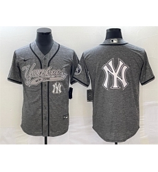Men New York Yankees Gray Team Big Logo Cool Base Stitched Baseball Jersey Men New York Yankees Gray Team Big Logo Cool Base Stitched Baseball Jersey