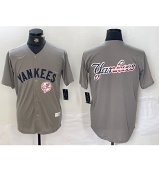 Men New York Yankees Grey Team Big Logo Cool Base Stitched Baseball Jersey 005 Men New York Yankees Grey Team Big Logo Cool Base Stitched Baseball Jersey 005