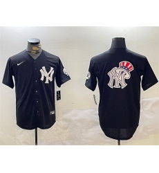 Men New York Yankees Team Big Logo Black With Patch Cool Base Stitched Baseball Jersey Men New York Yankees Team Big Logo Black With Patch Cool Base Stitched Baseball Jersey