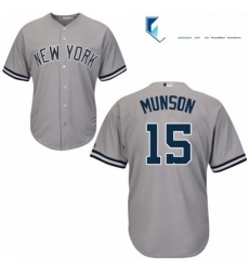 Mens Majestic New York Yankees 15 Thurman Munson Replica Grey Road MLB Jersey Mens Majestic New York Yankees 15 Thurman Munson Replica Grey Road MLB Jersey
