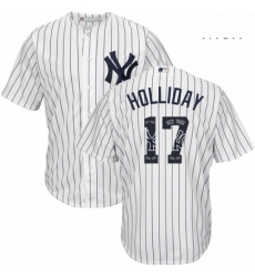 Mens Majestic New York Yankees 17 Matt Holliday Authentic White Team Logo Fashion MLB Jersey Mens Majestic New York Yankees 17 Matt Holliday Authentic White Team Logo Fashion MLB Jersey