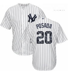 Mens Majestic New York Yankees 20 Jorge Posada Authentic White Team Logo Fashion MLB Jersey Mens Majestic New York Yankees 20 Jorge Posada Authentic White Team Logo Fashion MLB Jersey