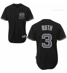 Mens Majestic New York Yankees 3 Babe Ruth Authentic Black Fashion MLB Jersey Mens Majestic New York Yankees 3 Babe Ruth Authentic Black Fashion MLB Jersey
