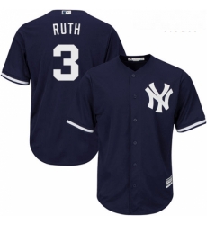 Mens Majestic New York Yankees 3 Babe Ruth Replica Navy Blue Alternate MLB Jersey Mens Majestic New York Yankees 3 Babe Ruth Replica Navy Blue Alternate MLB Jersey