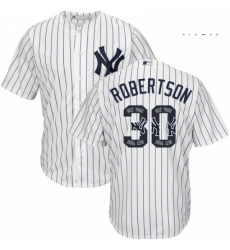 Mens Majestic New York Yankees 30 David Robertson Authentic White Team Logo Fashion MLB Jersey Mens Majestic New York Yankees 30 David Robertson Authentic White Team Logo Fashion MLB Jersey