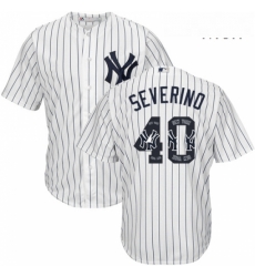 Mens Majestic New York Yankees 40 Luis Severino Authentic White Team Logo Fashion MLB Jersey Mens Majestic New York Yankees 40 Luis Severino Authentic White Team Logo Fashion MLB Jersey