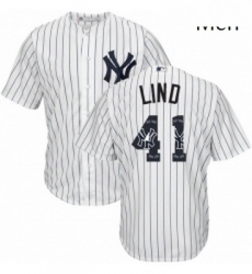 Mens Majestic New York Yankees 41 Adam Lind Authentic White Team Logo Fashion MLB Jersey Mens Majestic New York Yankees 41 Adam Lind Authentic White Team Logo Fashion MLB Jersey