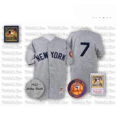 Mens Mitchell and Ness 1952 New York Yankees 7 Mickey Mantle Replica Grey Throwback MLB Jersey Mens Mitchell and Ness 1952 New York Yankees 7 Mickey Mantle Replica Grey Throwback MLB Jersey