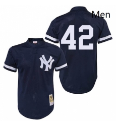 Mens Mitchell and Ness 1995 New York Yankees 42 Mariano Rivera Replica Navy Blue Throwback MLB Jersey Mens Mitchell and Ness 1995 New York Yankees 42 Mariano Rivera Replica Navy Blue Throwback MLB Jersey