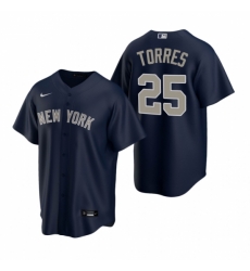 Mens Nike New York Yankees 25 Gleyber Torres Navy Alternate Stitched Baseball Jersey Mens Nike New York Yankees 25 Gleyber Torres Navy Alternate Stitched Baseball Jersey