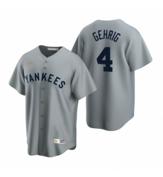 Mens Nike New York Yankees 4 Lou Gehrig Gray Cooperstown Collection Road Stitched Baseball Jerse Mens Nike New York Yankees 4 Lou Gehrig Gray Cooperstown Collection Road Stitched Baseball Jerse