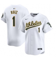 Men Oakland Athletics 1 Esteury Ruiz White Home Limited Stitched Jersey Men Oakland Athletics 1 Esteury Ruiz White Home Limited Stitched Jersey