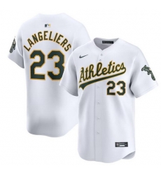 Men Oakland Athletics 23 Shea Langeliers White Home Limited Stitched Jersey Men Oakland Athletics 23 Shea Langeliers White Home Limited Stitched Jersey