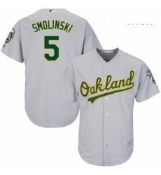 Mens Majestic Oakland Athletics 5 Jake Smolinski Replica Grey Road Cool Base MLB Jersey Mens Majestic Oakland Athletics 5 Jake Smolinski Replica Grey Road Cool Base MLB Jersey