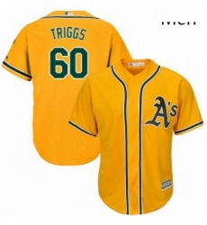 Mens Majestic Oakland Athletics 60 Andrew Triggs Replica Gold Alternate 2 Cool Base MLB Jersey Mens Majestic Oakland Athletics 60 Andrew Triggs Replica Gold Alternate 2 Cool Base MLB Jersey