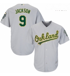 Mens Majestic Oakland Athletics 9 Reggie Jackson Replica Grey Road Cool Base MLB Jersey Mens Majestic Oakland Athletics 9 Reggie Jackson Replica Grey Road Cool Base MLB Jersey