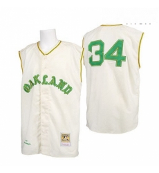 Mens Mitchell and Ness 1968 Oakland Athletics 34 Rollie Fingers Replica Cream Throwback MLB Jersey Mens Mitchell and Ness 1968 Oakland Athletics 34 Rollie Fingers Replica Cream Throwback MLB Jersey