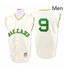 Mens Mitchell and Ness 1968 Oakland Athletics 9 Reggie Jackson Replica Cream Throwback MLB Jersey Mens Mitchell and Ness 1968 Oakland Athletics 9 Reggie Jackson Replica Cream Throwback MLB Jersey