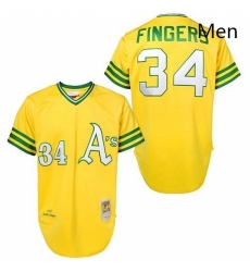 Mens Mitchell and Ness Oakland Athletics 34 Rollie Fingers Authentic Gold Throwback MLB Jersey Mens Mitchell and Ness Oakland Athletics 34 Rollie Fingers Authentic Gold Throwback MLB Jersey
