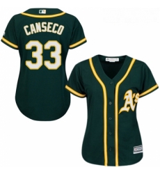 Womens Majestic Oakland Athletics 33 Jose Canseco Authentic Green Alternate 1 Cool Base MLB Jersey Womens Majestic Oakland Athletics 33 Jose Canseco Authentic Green Alternate 1 Cool Base MLB Jersey