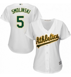 Womens Majestic Oakland Athletics 5 Jake Smolinski Replica White Home Cool Base MLB Jersey Womens Majestic Oakland Athletics 5 Jake Smolinski Replica White Home Cool Base MLB Jersey