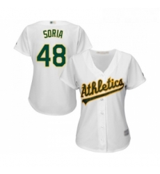 Womens Oakland Athletics 48 Joakim Soria Replica White Home Cool Base Baseball Jersey Womens Oakland Athletics 48 Joakim Soria Replica White Home Cool Base Baseball Jersey