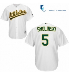 Youth Majestic Oakland Athletics 5 Jake Smolinski Replica White Home Cool Base MLB Jersey Youth Majestic Oakland Athletics 5 Jake Smolinski Replica White Home Cool Base MLB Jersey