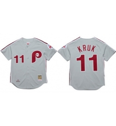 Men Philadelphia Phillies 11 John Kruk Grey 1989 Stitched Baseball Jersey Men Philadelphia Phillies 11 John Kruk Grey 1989 Stitched Baseball Jersey