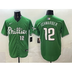 Men Philadelphia Phillies  12 Kyle Schwarber Green Limited Stitched Jersey