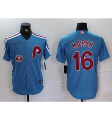 Men Philadelphia Phillies 16 Brandon Marsh Blue Cool Base Stitched Jersey 1 Men Philadelphia Phillies 16 Brandon Marsh Blue Cool Base Stitched Jersey 1