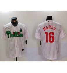 Men Philadelphia Phillies 16 Brandon Marsh White Green Cool Base Stitched Jersey 1 Men Philadelphia Phillies 16 Brandon Marsh White Green Cool Base Stitched Jersey 1