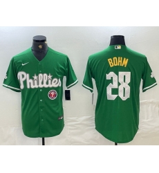 Men Philadelphia Phillies 28 Alec Bohm Green 2024 City Connect Stitched JerseyS Men Philadelphia Phillies 28 Alec Bohm Green 2024 City Connect Stitched JerseyS