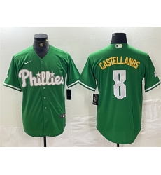 Men Philadelphia Phillies 8 Nick Castellanos Green 2024 City Connect Stitched Jersey Men Philadelphia Phillies 8 Nick Castellanos Green 2024 City Connect Stitched Jersey