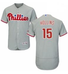 Mens Majestic Philadelphia Phillies 15 Dave Hollins Grey Road Flex Base Authentic Collection MLB Jersey Mens Majestic Philadelphia Phillies 15 Dave Hollins Grey Road Flex Base Authentic Collection MLB Jersey