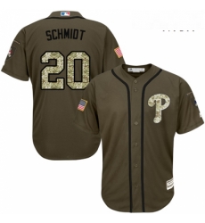 Mens Majestic Philadelphia Phillies 20 Mike Schmidt Replica Green Salute to Service MLB Jersey Mens Majestic Philadelphia Phillies 20 Mike Schmidt Replica Green Salute to Service MLB Jersey