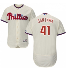 Mens Majestic Philadelphia Phillies 41 Carlos Santana Cream Alternate Flex Base Authentic Collection MLB Jersey Mens Majestic Philadelphia Phillies 41 Carlos Santana Cream Alternate Flex Base Authentic Collection MLB Jersey