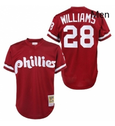 Mens Mitchell and Ness 1991 Philadelphia Phillies 28 Mitch Williams Authentic Red Throwback MLB Jersey Mens Mitchell and Ness 1991 Philadelphia Phillies 28 Mitch Williams Authentic Red Throwback MLB Jersey