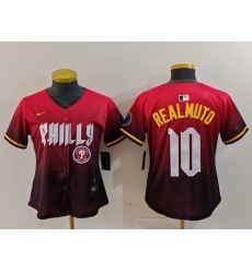 Women Philadelphia Phillies 10 J T Realmuto Red 2024 City Connect Limited Stitched Baseball Jersey 5 Women Philadelphia Phillies 10 J T Realmuto Red 2024 City Connect Limited Stitched Baseball Jersey 5