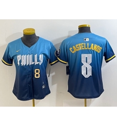 Women Philadelphia Phillies 8 Nick Castellanos Blue 2024 City Connect Limited Stitched Jersey 2 Women Philadelphia Phillies 8 Nick Castellanos Blue 2024 City Connect Limited Stitched Jersey 2