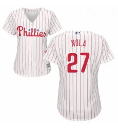 Womens Majestic Philadelphia Phillies 27 Aaron Nola Replica WhiteRed Strip Home Cool Base MLB Jersey Womens Majestic Philadelphia Phillies 27 Aaron Nola Replica WhiteRed Strip Home Cool Base MLB Jersey