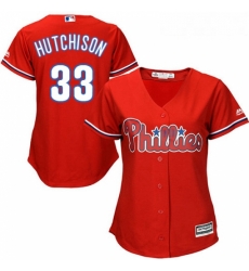 Womens Majestic Philadelphia Phillies 33 Drew Hutchison Replica Red Alternate Cool Base MLB Jersey Womens Majestic Philadelphia Phillies 33 Drew Hutchison Replica Red Alternate Cool Base MLB Jersey