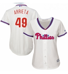 Womens Majestic Philadelphia Phillies 49 Jake Arrieta Authentic Cream Alternate Cool Base MLB Jersey Womens Majestic Philadelphia Phillies 49 Jake Arrieta Authentic Cream Alternate Cool Base MLB Jersey