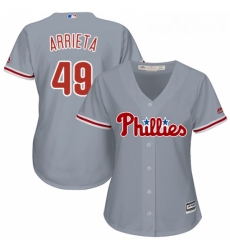 Womens Majestic Philadelphia Phillies 49 Jake Arrieta Authentic Grey Road Cool Base MLB Jersey Womens Majestic Philadelphia Phillies 49 Jake Arrieta Authentic Grey Road Cool Base MLB Jersey