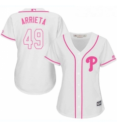 Womens Majestic Philadelphia Phillies 49 Jake Arrieta Authentic White Fashion Cool Base MLB Jersey Womens Majestic Philadelphia Phillies 49 Jake Arrieta Authentic White Fashion Cool Base MLB Jersey