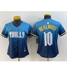 women Philadelphia Phillies 10 J T Realmuto Blue 2024 City Connect Limited Stitched Baseball Jersey women Philadelphia Phillies 10 J T Realmuto Blue 2024 City Connect Limited Stitched Baseball Jersey