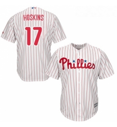 Youth Majestic Philadelphia Phillies 17 Rhys Hoskins Replica WhiteRed Strip Home Cool Base MLB Jersey Youth Majestic Philadelphia Phillies 17 Rhys Hoskins Replica WhiteRed Strip Home Cool Base MLB Jersey